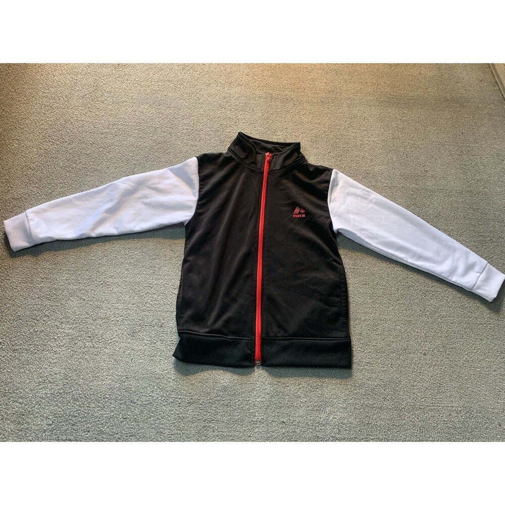 RBX Boys Size 7 Jacket Long Sleeve Full zip Black White Polyester